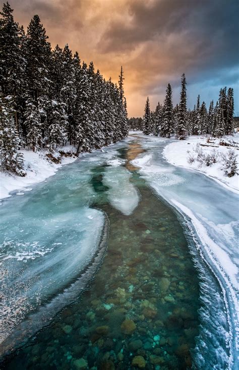 Canada Beautiful View Of Bow River Through Albertas Banff National