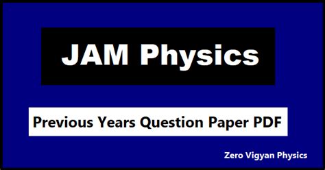 Iit Jam Physics Previous Years Question Paper Pdf Zero Vigyan
