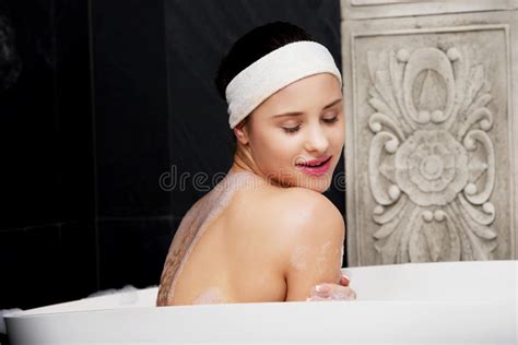 Bathing Woman Relaxing In Bath Stock Image Image Of Beautiful