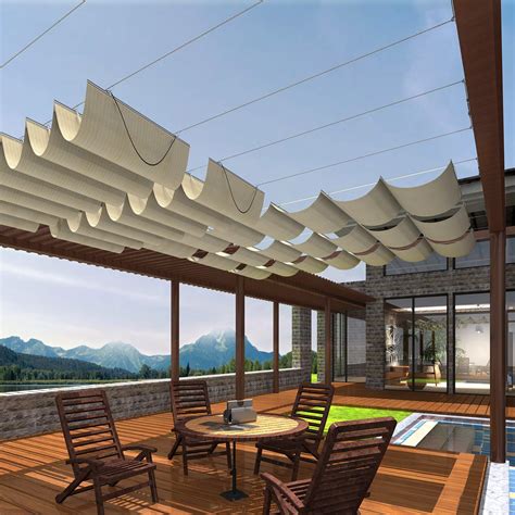Buy Patio 3wx16l Beige Upgraded Retractable Pergola Canopy Shade