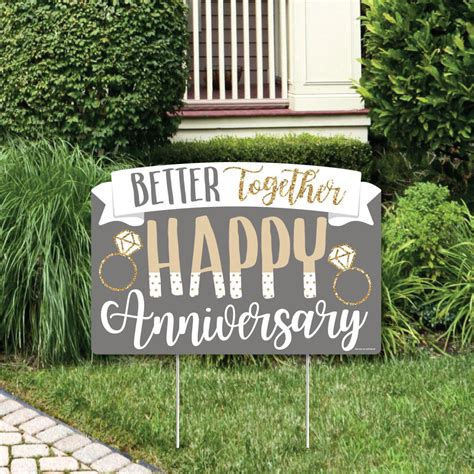 Happy Anniversary Gold And Silver Wedding Anniversary Yard Sign Lawn