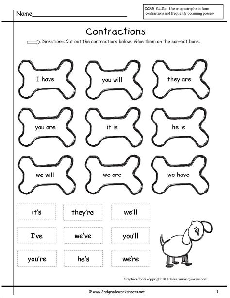 Free Contractions Worksheets And Printouts Contraction Worksheet 2nd