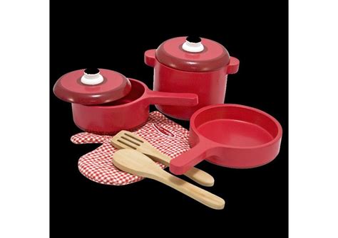 Melissa And Doug Deluxe Wooden Kitchen Accessory Set Pots And Pans 8pc