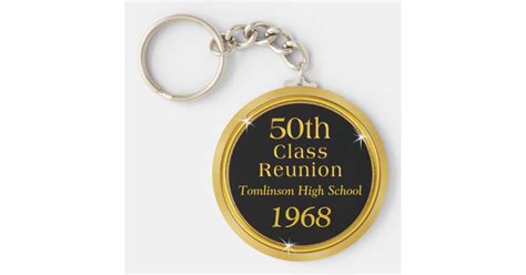Gold And Black 50th Class Reunion T Ideas Keychain Zazzle