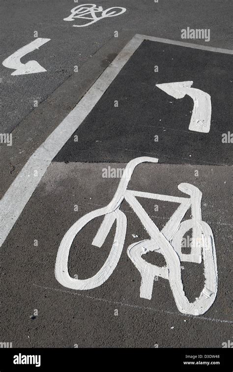 British Road Markings Indicating Cycle Routes With Travel In Opposite