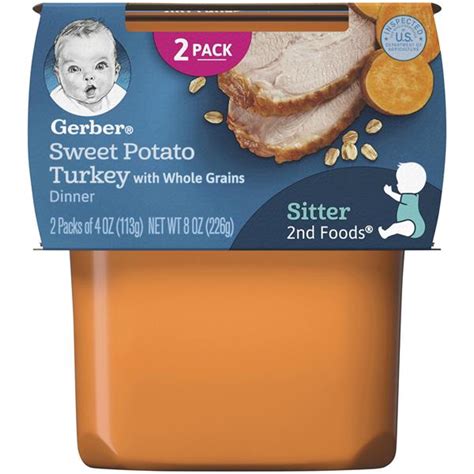 Gerber 2nd Foods Sweet Potato And Turkey With Whole Grains 2 4 Oz Cups