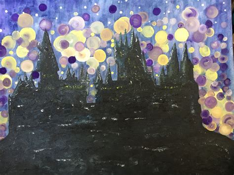 Harry Potter Hogwarts Castle Oil Acrylic And Watercolor Painting