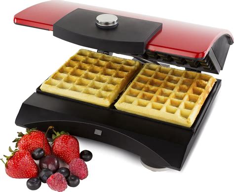 Andrew James Double Belgian Waffle Maker In Stunning Red 700 Watts