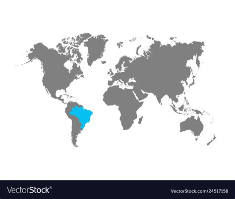 Brazil Map Is Highlighted In Blue On World Map Vector Image