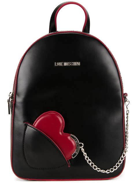 Lyst Love Moschino Heart Chain Small Backpack In Black