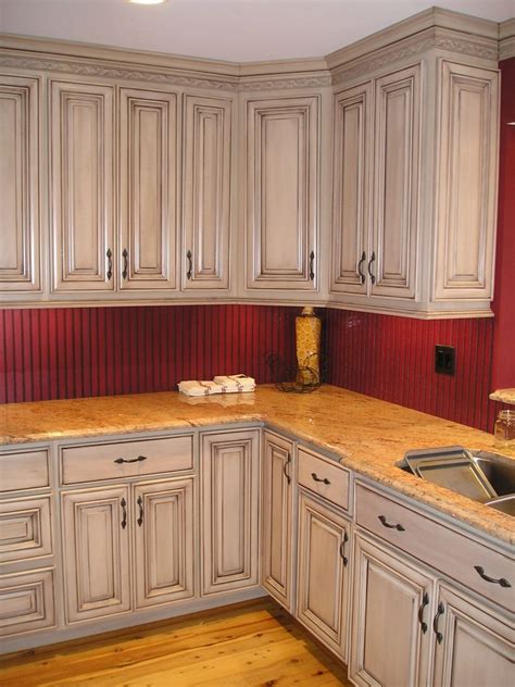 Repainted Oak Cabinets Glazed Green And Cream Paintin