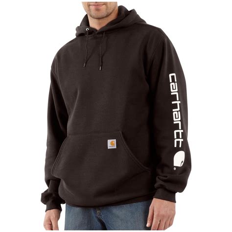 Mens Carhartt® Midweight Hooded Logo Sleeve Pullover Sweatshirt