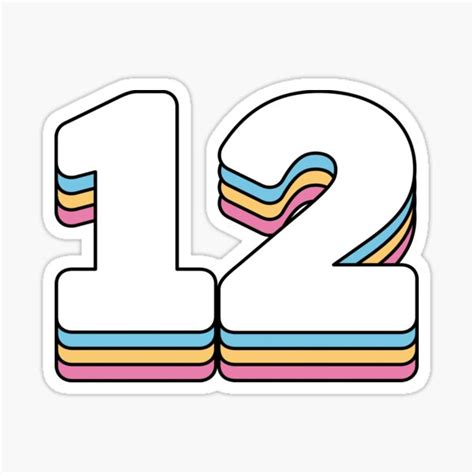 12 Number Sticker For Sale By Hanakiart Redbubble