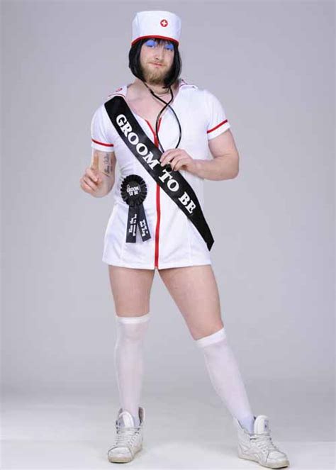 Mens Stag Night Funny Drag Nurse Costume