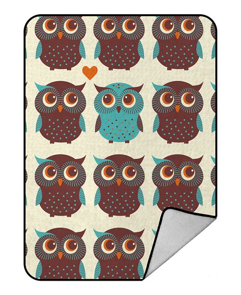 Eczjnt Cute Colorful Owl And Trees Pattern Throw Blanket Fleece
