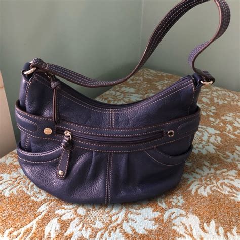Tignanello Bags Tignanello Navy Blue Pebbled Leather Purse Handbag