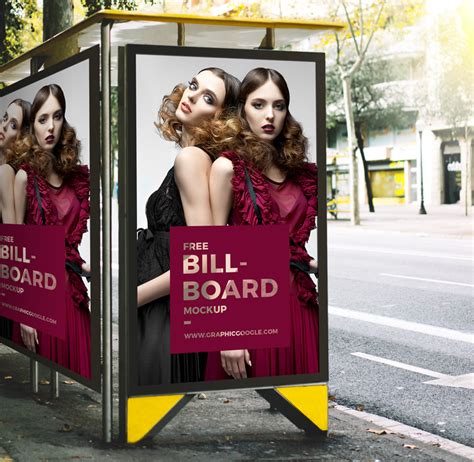 outdoor bus stop advertisement billboard mockup graphic google tasty graphic designs
