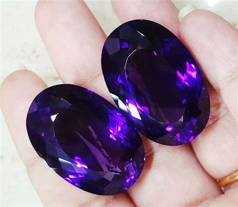Loose Gemstone Natural Amethyst Certified 55 To 60 Cts Oval Etsy