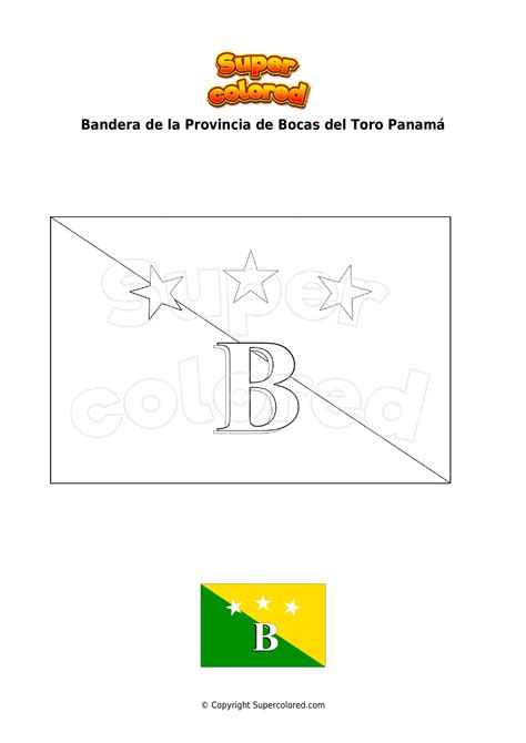 Dibujo Para Colorear Bandera De La Provincia De Bocas Del Toro Panamá