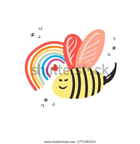 Bee Rainbow Pride Lgbt Doodle Style Stock Vector Royalty Free