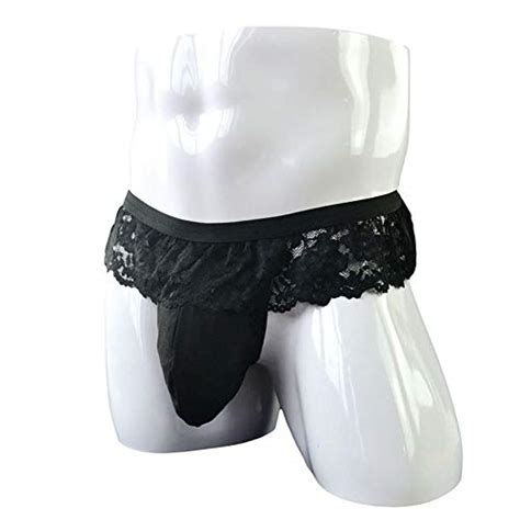Mens Frilly Lace Trim Sissy Skirted Panties T Back G String Thongs Briefs Girly Lingerie