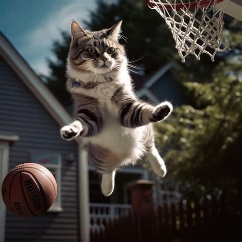 Premium Ai Image Cat Jumping Ai Generative
