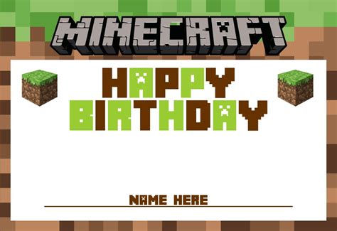 Minecraft Birthday Cards Printable Free
