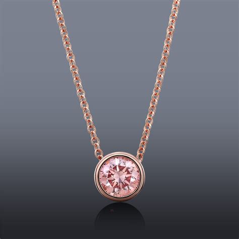 25ct Pink Diamond Solitaire Necklace Laboratory Grown Set In 14k