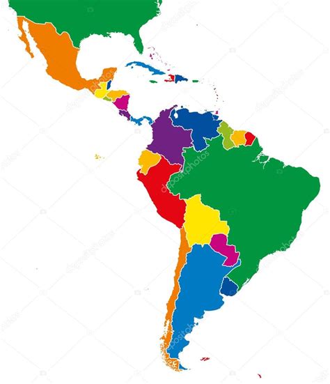 Latin America Single States Map Full Color