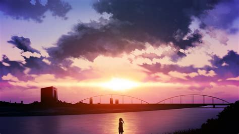 Wallpaper Sunlight Landscape Sunset Sea City Anime