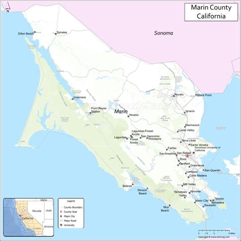 Marin County Map California Cities In Marin Country Places To Visit Facts