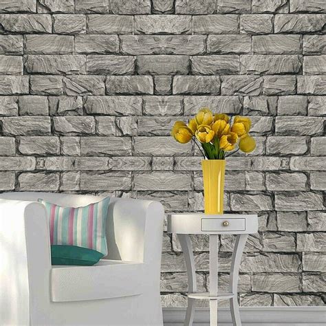 3d Brick Effect Wallpaper Slate Stone Vintage Realistic Textured Wall