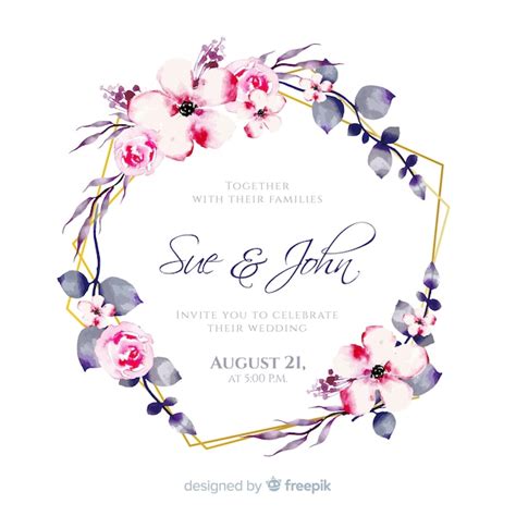 Convite de casamento em aquarela moldura floral Vetor Grátis