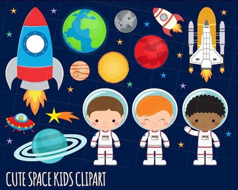 Space Clipart Astronaut Clipart Rocket Outer Space Clipart Etsy