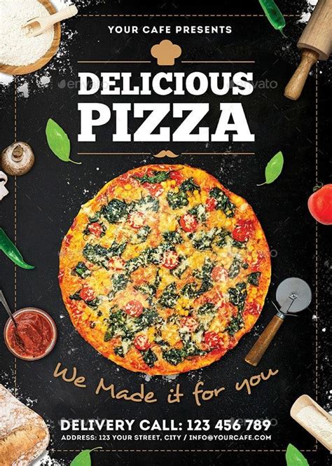 Pizza Flyer Cartazes De Alimentos Publicidade De Alimentos Panfleto