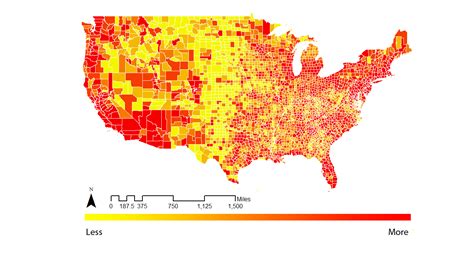 Us Population Density Map By County —