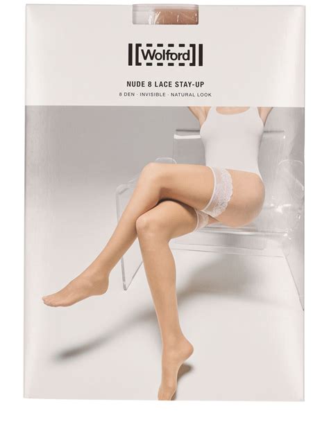 Wolford 8 Lace Stay Up Stockings Nude Editorialist