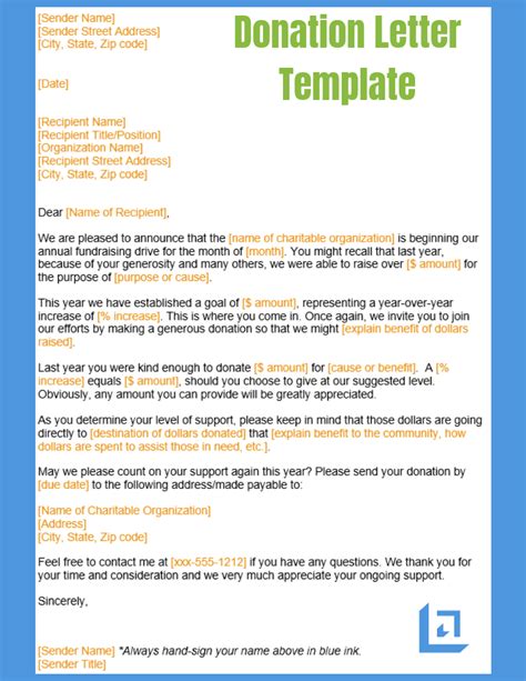 Printable Donation Letter Templates