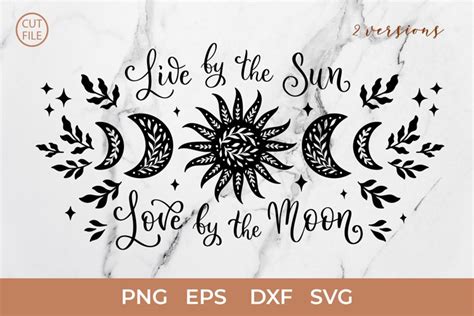 Live By The Sun Love By The Moon Svg Boho Floral Moon Svg