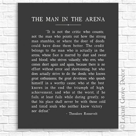 The Man In The Arena Theodore Roosevelt Inspirational Quote Etsy