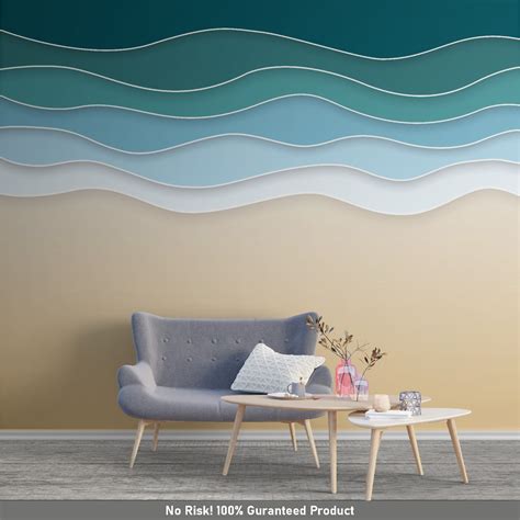 Peel And Stick Wallpaper Ocean Wave And Sand Wallpaper Etsy