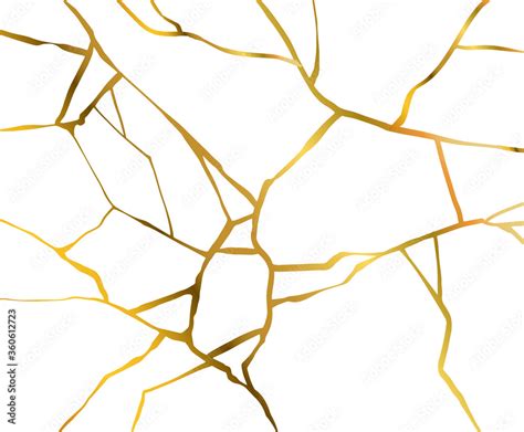 Gold Kintsugi Crack Vector Card On White Background Golden Texture
