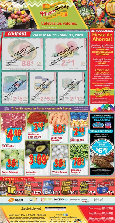 Please see store for full details on any sale, as they are subject to change or vary by location at any time. Fiesta Foods SuperMarkets Current weekly ad 03/11 - 03/17 ...