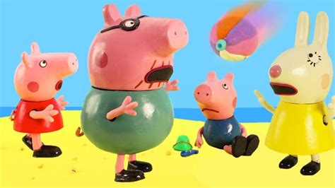 Peppa Pig Stop Motion Ballspielen am Strand Spiele für Kinder
