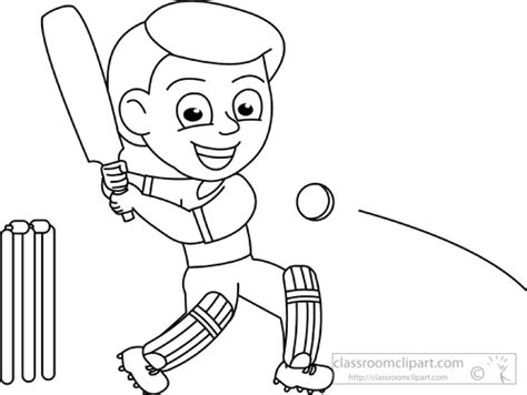 Sports Black And White Outline Clipart Cricketoutline214