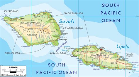 Physical Map Of Samoa Ezilon Maps