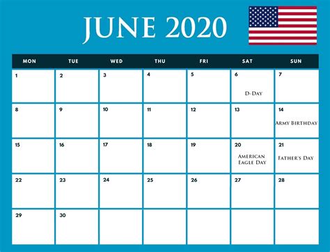 Usa June 2020 Holidays Calendar June 2019 Calendar Holiday Calendar