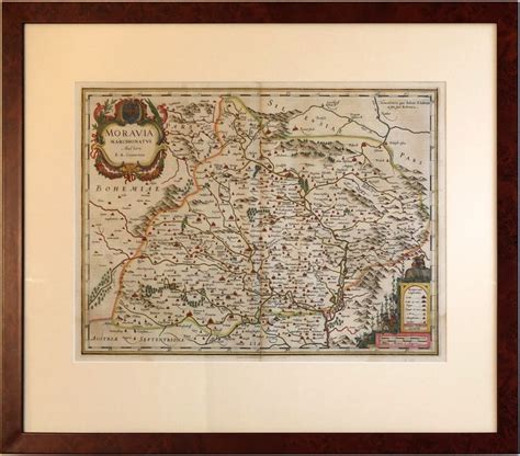 Antique Map Moravia Marchionatus Map Of Moravia By Comenius
