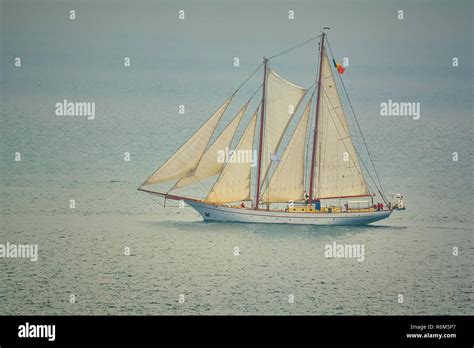 Two Masted Sailing Ship Stock Photo Alamy