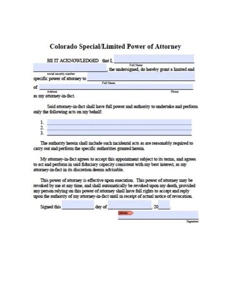 Free Colorado Power Of Attorney Forms 9 Types Power Of Attorney